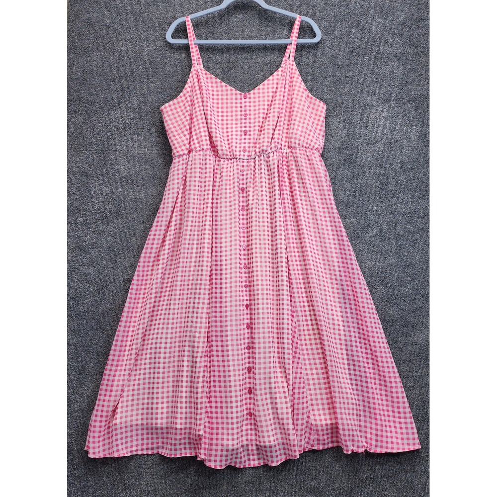 Torrid Womens Pink Gingham Cottagecore Picnic Coquette Button Front Midi Dress 2